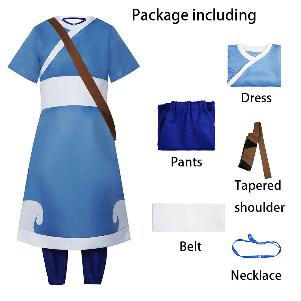 Avatar The Last Airbender Costume Katara Cosplay Blue full Outfit for Women