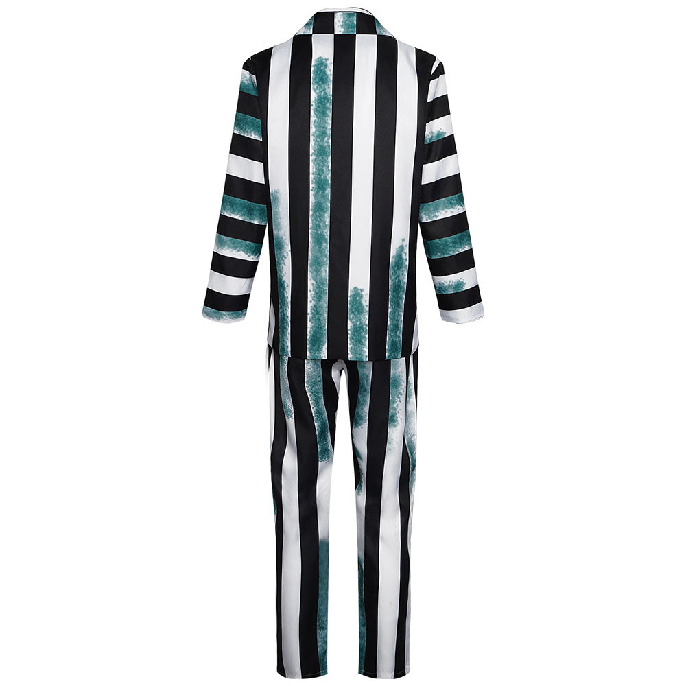 Movie Beetlejuice Costume Beetlejuice Cosplay Black and White Striped Green Brindle Suits Halloween