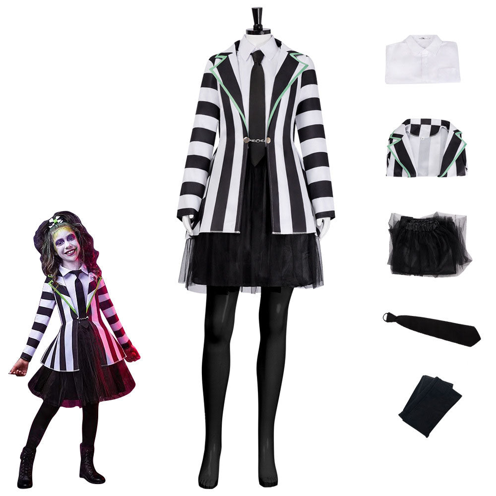 Movie Beetlejuice 2 Costume Beetlejuice Cosplay Women Skirt Style Cosplay full Outfits with Accessories