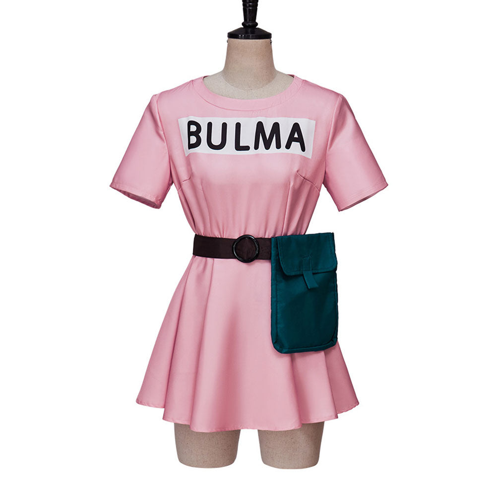 Dragon Ball Z Bulma Cosplay Pink Costume Dress Ouffits for Women Halloween