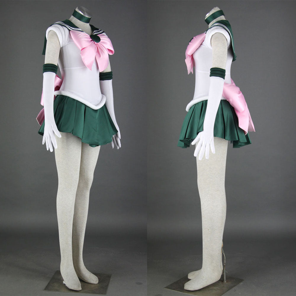 Anime Sailor Moon Costume Kino Makoto Sailor Jupiter Fighting Cosplay Outfit and Accessories Women and Kids Halloween