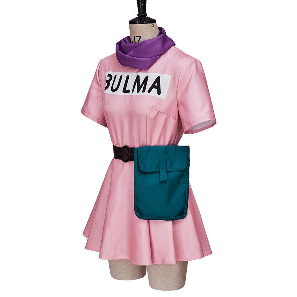 Dragon Ball Z Bulma Cosplay Pink Costume Dress Ouffits for Women Halloween