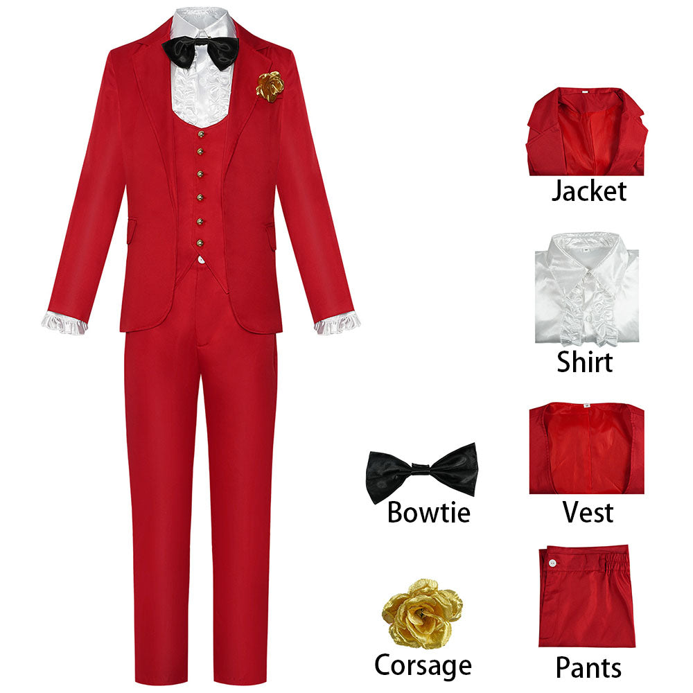 Movie Beetlejuice Costume Beetlejuice Cosplay Red Suits for Men Halloween