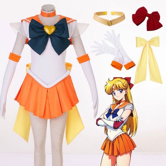 Halloween Anime Sailor Moon Costume Aino Minago Sailor venus Fighting Cosplay Full Outfit