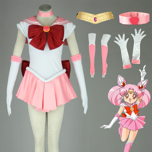 Anime Sailor Moon Costume Chibi usa Sailor chibi moon Fighting Cosplay Outfit and Accessories Women and Kids Halloween