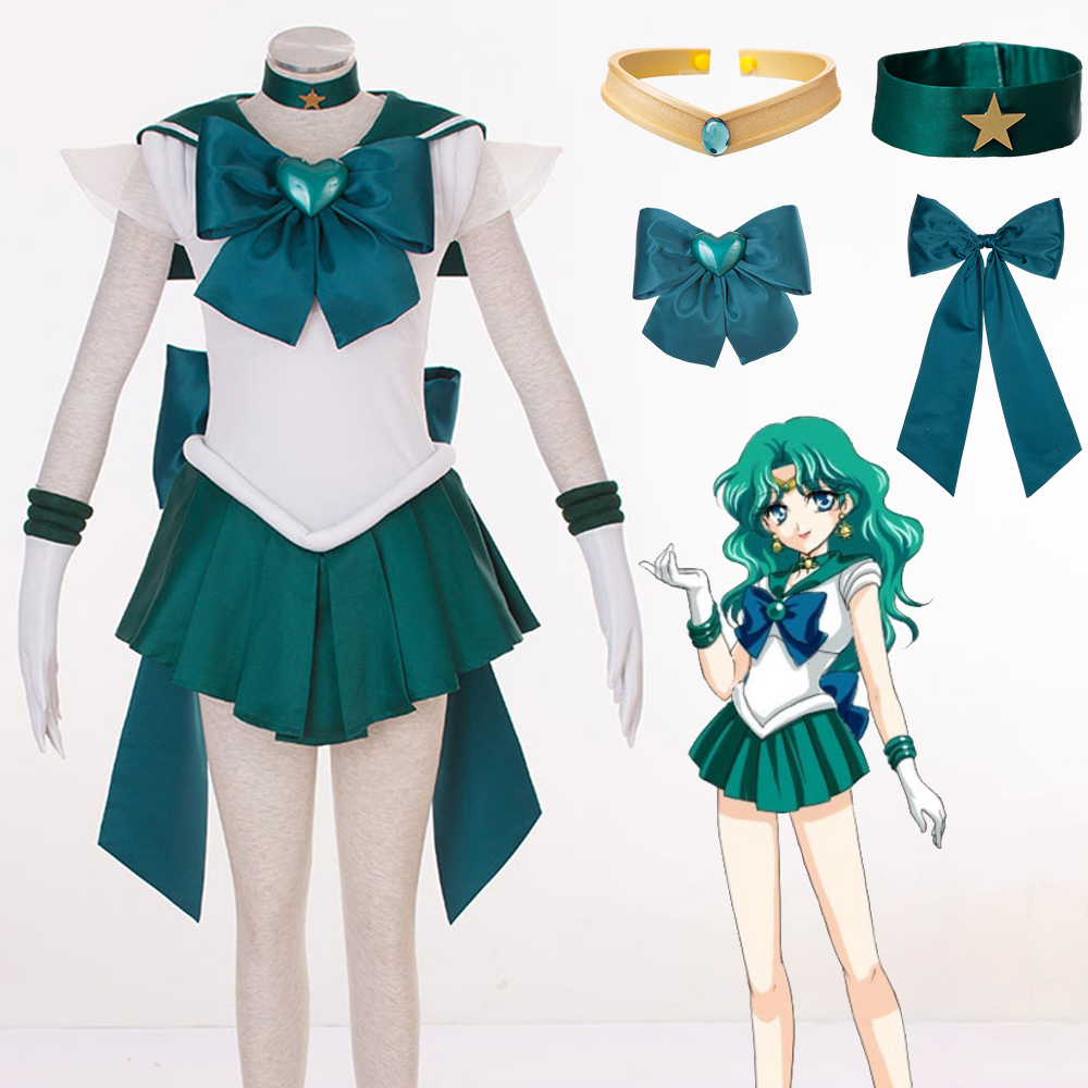 Halloween Anime Sailor Moon Costume Kaiou Michiru Sailor neptune Fighting Cosplay Full Outfit