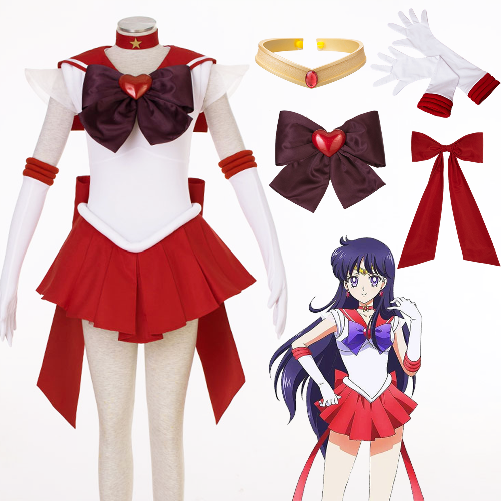 Halloween Anime Sailor Moon Costume Heino Rei Sailor mars Fighting Cosplay Full Outfit